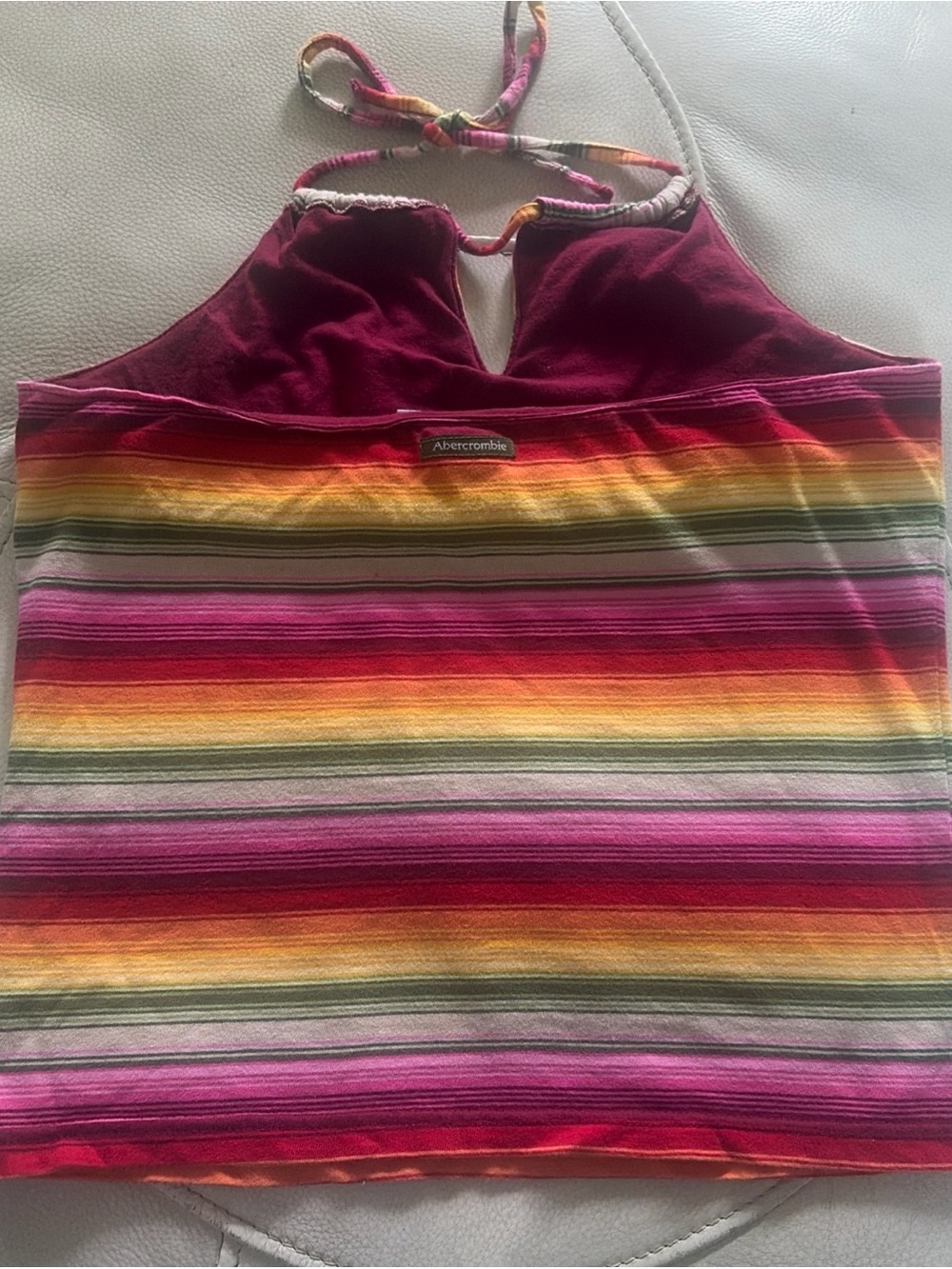 VTG  Y2K 2002  Abercrombie & Fitch Striped Halter Preppy Top Size M Multicolor